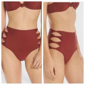311 10/$50🏄🏻‍♀️ BCA by Rebecca Virtue High Waisted Cut Out Red Swim Bottom